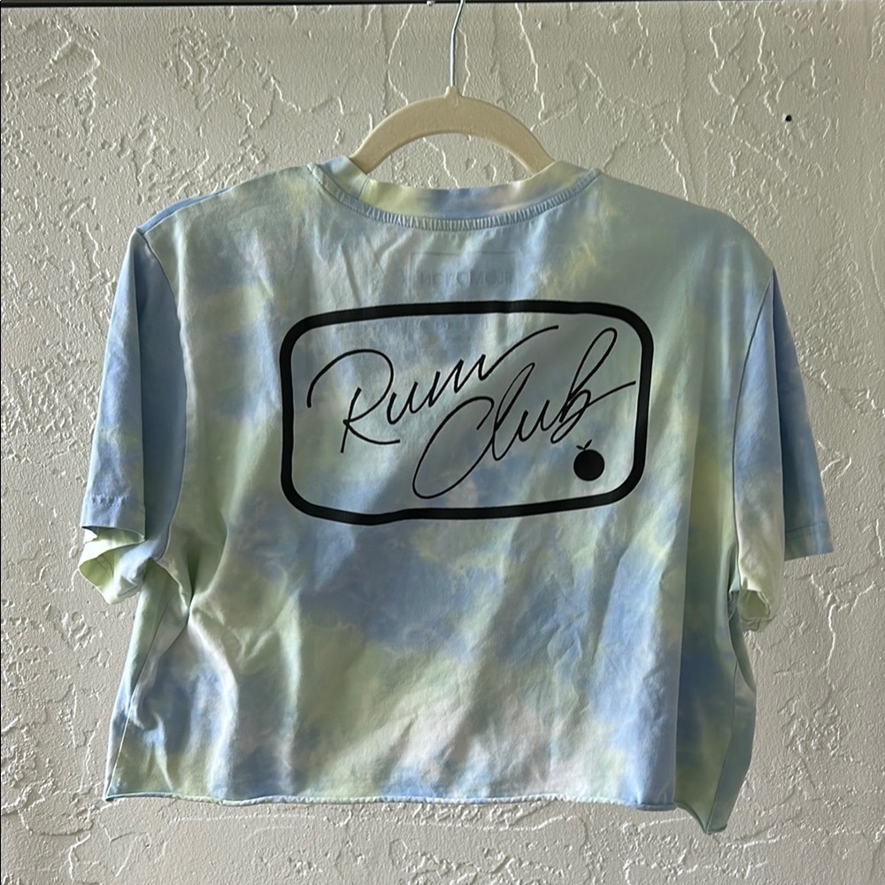Cropped Tie-Dye Short Sleeve Tee - Blue and Green